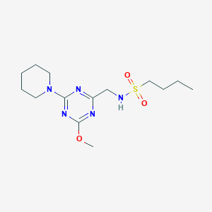 molecular formula C14H25N5O3S B2556795 N-((4-甲氧基-6-(哌啶-1-基)-1,3,5-三嗪-2-基)甲基)丁烷-1-磺酰胺 CAS No. 2034578-15-7