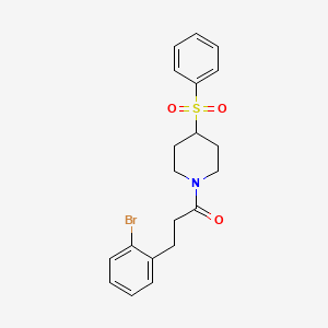 molecular formula C20H22BrNO3S B2556800 3-(2-Bromophenyl)-1-(4-(phenylsulfonyl)piperidin-1-yl)propan-1-one CAS No. 1448067-17-1