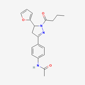 molecular formula C19H21N3O3 B2556805 N-(4-(1-butyryl-5-(furan-2-yl)-4,5-dihydro-1H-pyrazol-3-yl)phenyl)acetamide CAS No. 941948-37-4