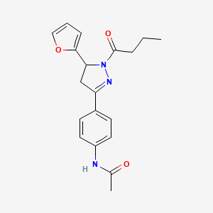 molecular formula C19H21N3O3 B2556805 N-(4-(1-丁酰基-5-(呋喃-2-基)-4,5-二氢-1H-吡唑-3-基)苯基)乙酰胺 CAS No. 941948-37-4