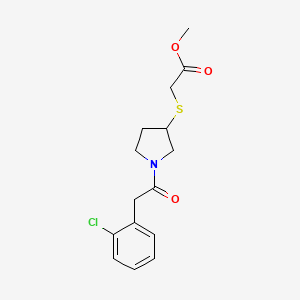 molecular formula C15H18ClNO3S B2556806 Methyl 2-((1-(2-(2-chlorophenyl)acetyl)pyrrolidin-3-yl)thio)acetate CAS No. 2034549-49-8