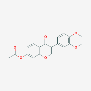 molecular formula C19H14O6 B2556810 3-(2,3-二氢苯并[b][1,4]二氧杂环-6-基)-4-氧代-4H-色满-7-基乙酸酯 CAS No. 170511-24-7