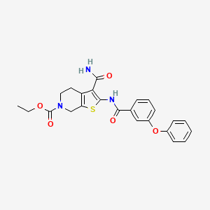 molecular formula C24H23N3O5S B2556817 ethyl 3-carbamoyl-2-(3-phenoxybenzamido)-4,5-dihydrothieno[2,3-c]pyridine-6(7H)-carboxylate CAS No. 921117-63-7