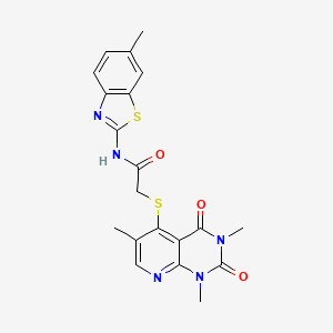 molecular formula C20H19N5O3S2 B2556820 N-(6-methylbenzo[d]thiazol-2-yl)-2-((1,3,6-trimethyl-2,4-dioxo-1,2,3,4-tetrahydropyrido[2,3-d]pyrimidin-5-yl)thio)acetamide CAS No. 900004-19-5