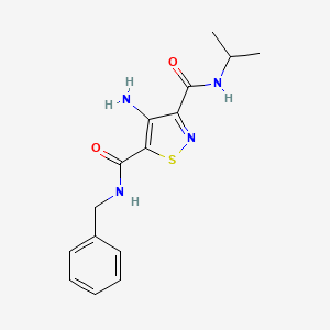 molecular formula C15H18N4O2S B2556821 4-amino-N~5~-benzyl-N~3~-isopropylisothiazole-3,5-dicarboxamide CAS No. 1286711-42-9