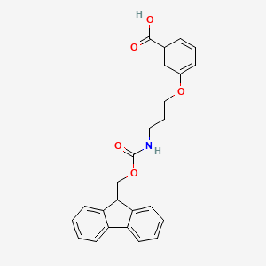 molecular formula C25H23NO5 B2556827 3-[3-(9H-Fluoren-9-ylmethoxycarbonylamino)propoxy]benzoic acid CAS No. 2413876-59-0