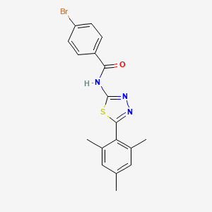 molecular formula C18H16BrN3OS B2556828 4-溴-N-[5-(2,4,6-三甲基苯基)-1,3,4-噻二唑-2-基]苯甲酰胺 CAS No. 391226-51-0