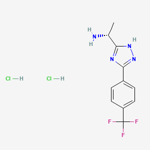 molecular formula C11H13Cl2F3N4 B2556834 (1R)-1-[3-[4-(三氟甲基)苯基]-1H-1,2,4-三唑-5-基]乙胺；二盐酸盐 CAS No. 2567489-16-9