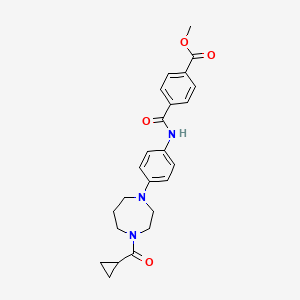 molecular formula C24H27N3O4 B2556836 Methyl 4-((4-(4-(cyclopropanecarbonyl)-1,4-diazepan-1-yl)phenyl)carbamoyl)benzoate CAS No. 1219906-77-0