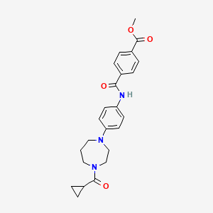 molecular formula C24H27N3O4 B2556836 4-((4-(4-(环丙烷羰基)-1,4-二氮杂环庚烷-1-基)苯基)氨基甲酰基)苯甲酸甲酯 CAS No. 1219906-77-0