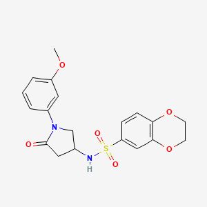 molecular formula C19H20N2O6S B2556843 N-(1-(3-methoxyphenyl)-5-oxopyrrolidin-3-yl)-2,3-dihydrobenzo[b][1,4]dioxine-6-sulfonamide CAS No. 896310-22-8