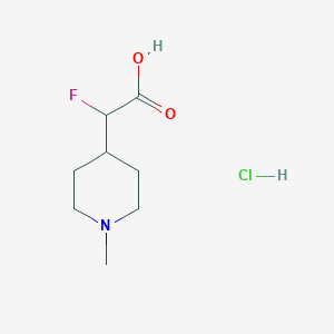 molecular formula C8H15ClFNO2 B2556844 2-氟-2-(1-甲基哌啶-4-基)乙酸;盐酸盐 CAS No. 2243514-73-8