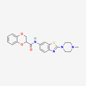 molecular formula C21H22N4O3S B2556856 N-(2-(4-甲基哌嗪-1-基)苯并[d]噻唑-6-基)-2,3-二氢苯并[b][1,4]二噁英-2-甲酰胺 CAS No. 1105252-29-6
