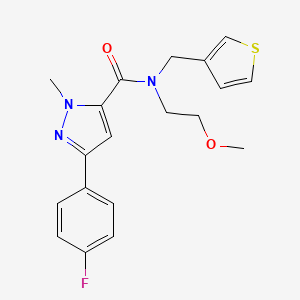 molecular formula C19H20FN3O2S B2556857 3-(4-fluorophenyl)-N-(2-methoxyethyl)-1-methyl-N-(thiophen-3-ylmethyl)-1H-pyrazole-5-carboxamide CAS No. 1421585-08-1