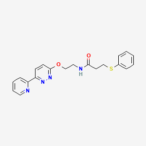 molecular formula C20H20N4O2S B2556862 3-(苯硫基)-N-(2-((6-(吡啶-2-基)嘧啶-3-基)氧基)乙基)丙酰胺 CAS No. 1257546-67-0