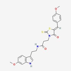 molecular formula C25H25N3O4S2 B2556865 (Z)-N-(2-(6-methoxy-1H-indol-3-yl)ethyl)-3-(5-(4-methoxybenzylidene)-4-oxo-2-thioxothiazolidin-3-yl)propanamide CAS No. 900134-86-3