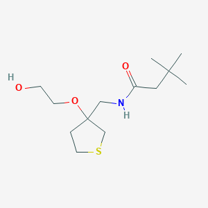 molecular formula C13H25NO3S B2556866 N-((3-(2-hydroxyethoxy)tetrahydrothiophen-3-yl)methyl)-3,3-dimethylbutanamide CAS No. 2320514-48-3