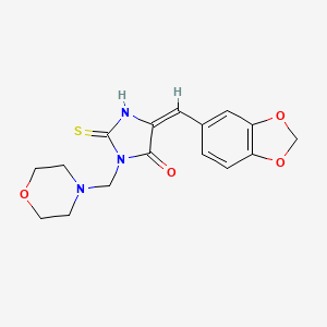 molecular formula C16H17N3O4S B2556868 5-(1,3-benzodioxol-5-ylmethylene)-3-(morpholinomethyl)-2-thioxotetrahydro-4H-imidazol-4-one CAS No. 865659-51-4