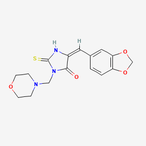 molecular formula C16H17N3O4S B2556868 5-(1,3-苯并二氧杂环-5-亚甲基)-3-(吗啉甲基)-2-硫代氧杂环己烷-4-酮 CAS No. 865659-51-4