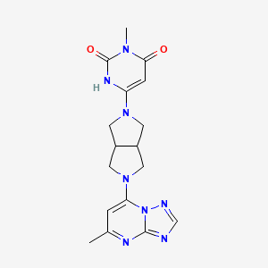 molecular formula C17H20N8O2 B2556873 3-Methyl-6-[5-(5-methyl-[1,2,4]triazolo[1,5-a]pyrimidin-7-yl)-1,3,3a,4,6,6a-hexahydropyrrolo[3,4-c]pyrrol-2-yl]-1H-pyrimidine-2,4-dione CAS No. 2415487-52-2