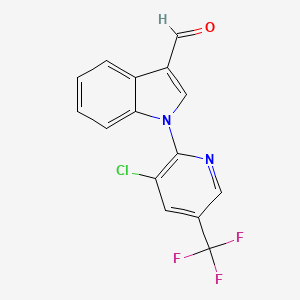 molecular formula C15H8ClF3N2O B2556879 1-[3-氯-5-(三氟甲基)-2-吡啶基]-1H-吲哚-3-甲醛 CAS No. 338770-32-4