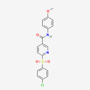 molecular formula C19H15ClN2O4S B2556885 6-((4-chlorophenyl)sulfonyl)-N-(4-methoxyphenyl)nicotinamide CAS No. 1286720-14-6