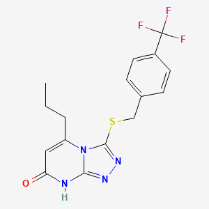 molecular formula C16H15F3N4OS B2556892 5-propyl-3-((4-(trifluoromethyl)benzyl)thio)-[1,2,4]triazolo[4,3-a]pyrimidin-7(8H)-one CAS No. 891127-23-4