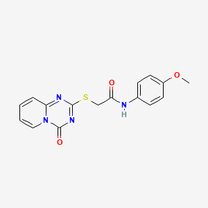 molecular formula C16H14N4O3S B2556895 N-(4-methoxyphenyl)-2-(4-oxopyrido[1,2-a][1,3,5]triazin-2-yl)sulfanylacetamide CAS No. 896326-85-5