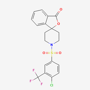 molecular formula C19H15ClF3NO4S B2556896 1'-((4-クロロ-3-(トリフルオロメチル)フェニル)スルホニル)-3H-スピロ[イソベンゾフラン-1,4'-ピペリジン]-3-オン CAS No. 1797890-47-1