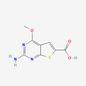 molecular formula C8H7N3O3S B2556905 2-Amino-4-methoxythieno[2,3-d]pyrimidine-6-carboxylic acid CAS No. 873544-80-0