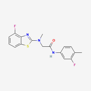 molecular formula C17H15F2N3OS B2556906 N-(3-fluoro-4-methylphenyl)-2-((4-fluorobenzo[d]thiazol-2-yl)(methyl)amino)acetamide CAS No. 1396747-74-2