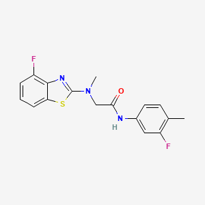 2-[(4-fluoro-1,3-benzothiazol-2-yl)(methyl)amino]-N-(3-fluoro-4-methylphenyl)acetamide