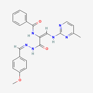 molecular formula C23H22N6O3 B2556913 N-{1-({2-[(4-甲氧基苯基)亚甲基]肼基}羰基)-2-[(4-甲基-2-嘧啶基)氨基]乙烯基}苯甲酰胺 CAS No. 306976-32-9