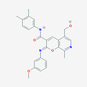 molecular formula C26H25N3O4 B2556917 (2Z)-N-(3,4-二甲苯基)-5-(羟甲基)-2-[(3-甲氧苯基)亚氨基]-8-甲基-2H-吡喃并[2,3-c]吡啶-3-甲酰胺 CAS No. 1321675-74-4