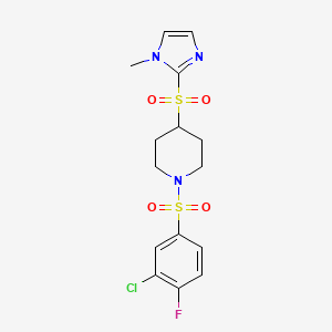1-((3-chloro-4-fluorophenyl)sulfonyl)-4-((1-methyl-1H-imidazol-2-yl)sulfonyl)piperidine