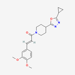 molecular formula C21H25N3O4 B2556925 (E)-1-(4-(5-cyclopropyl-1,3,4-oxadiazol-2-yl)piperidin-1-yl)-3-(3,4-dimethoxyphenyl)prop-2-en-1-one CAS No. 1211857-49-6