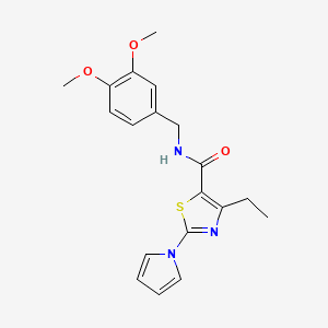 molecular formula C19H21N3O3S B2556926 N-(3,4-dimethoxybenzyl)-4-ethyl-2-(1H-pyrrol-1-yl)thiazole-5-carboxamide CAS No. 1251602-82-0