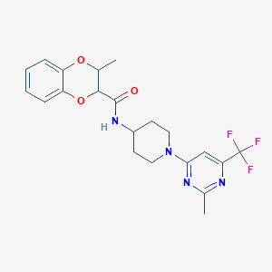 molecular formula C21H23F3N4O3 B2556934 3-methyl-N-(1-(2-methyl-6-(trifluoromethyl)pyrimidin-4-yl)piperidin-4-yl)-2,3-dihydrobenzo[b][1,4]dioxine-2-carboxamide CAS No. 2034598-71-3