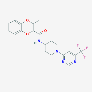 molecular formula C21H23F3N4O3 B2556934 3-メチル-N-(1-(2-メチル-6-(トリフルオロメチル)ピリミジン-4-イル)ピペリジン-4-イル)-2,3-ジヒドロベンゾ[b][1,4]ジオキシン-2-カルボキサミド CAS No. 2034598-71-3