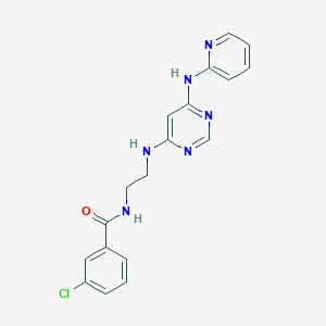 molecular formula C18H17ClN6O B2556937 3-chloro-N-(2-((6-(pyridin-2-ylamino)pyrimidin-4-yl)amino)ethyl)benzamide CAS No. 1421475-39-9