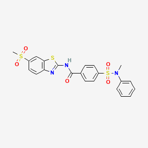 molecular formula C22H19N3O5S3 B2556939 4-(N-methyl-N-phenylsulfamoyl)-N-(6-(methylsulfonyl)benzo[d]thiazol-2-yl)benzamide CAS No. 325751-05-1