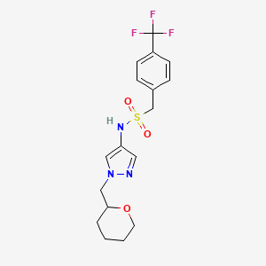 molecular formula C17H20F3N3O3S B2556942 N-(1-((tetrahydro-2H-pyran-2-yl)methyl)-1H-pyrazol-4-yl)-1-(4-(trifluoromethyl)phenyl)methanesulfonamide CAS No. 2034374-84-8