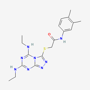 2-[[5,7-bis(ethylamino)-[1,2,4]triazolo[4,3-a][1,3,5]triazin-3-yl]sulfanyl]-N-(3,4-dimethylphenyl)acetamide