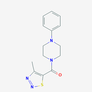 molecular formula C14H16N4OS B255695 1-[(4-Methyl-1,2,3-thiadiazol-5-yl)carbonyl]-4-phenylpiperazine 