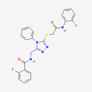 molecular formula C24H19F2N5O2S B2556951 2-fluoro-N-((5-((2-((2-fluorophenyl)amino)-2-oxoethyl)thio)-4-phenyl-4H-1,2,4-triazol-3-yl)methyl)benzamide CAS No. 391898-16-1