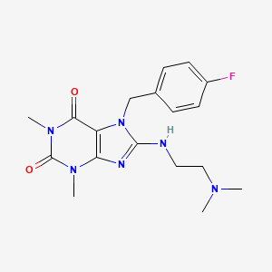 molecular formula C18H23FN6O2 B2556953 8-((2-(dimethylamino)ethyl)amino)-7-(4-fluorobenzyl)-1,3-dimethyl-1H-purine-2,6(3H,7H)-dione CAS No. 333752-54-8
