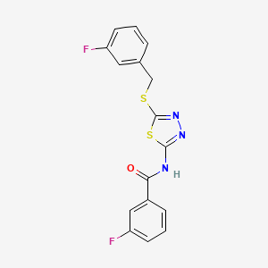 molecular formula C16H11F2N3OS2 B2556954 3-fluoro-N-(5-((3-fluorobenzyl)thio)-1,3,4-thiadiazol-2-yl)benzamide CAS No. 392303-48-9