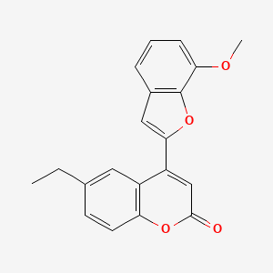 molecular formula C20H16O4 B2556955 6-乙基-4-(7-甲氧基-1-苯并呋喃-2-基)色烯-2-酮 CAS No. 637753-46-9