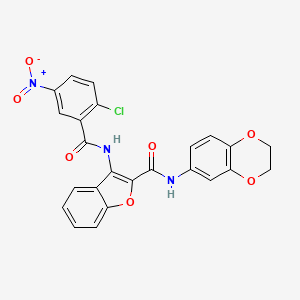 molecular formula C24H16ClN3O7 B2556956 3-(2-chloro-5-nitrobenzamido)-N-(2,3-dihydrobenzo[b][1,4]dioxin-6-yl)benzofuran-2-carboxamide CAS No. 888467-46-7