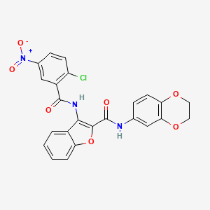 3-(2-chloro-5-nitrobenzamido)-N-(2,3-dihydro-1,4-benzodioxin-6-yl)-1-benzofuran-2-carboxamide